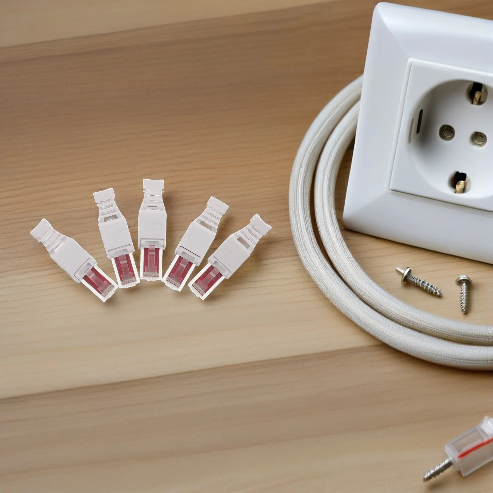 

5pcs Cat6 Connectors Pass Through Rj45 Modular Plugs Plastic Ethernet Cable Ends For Gigabit Network Crimp Jacks Lan Router