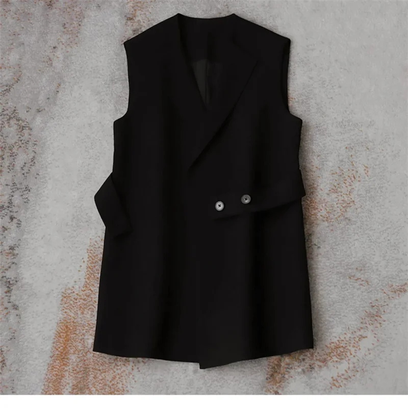 Fashion Slim Belt Sleeveless Vest Ladies 2024 Spring and Summer Short Coat Women's Blazer Unique Waistcoat Top