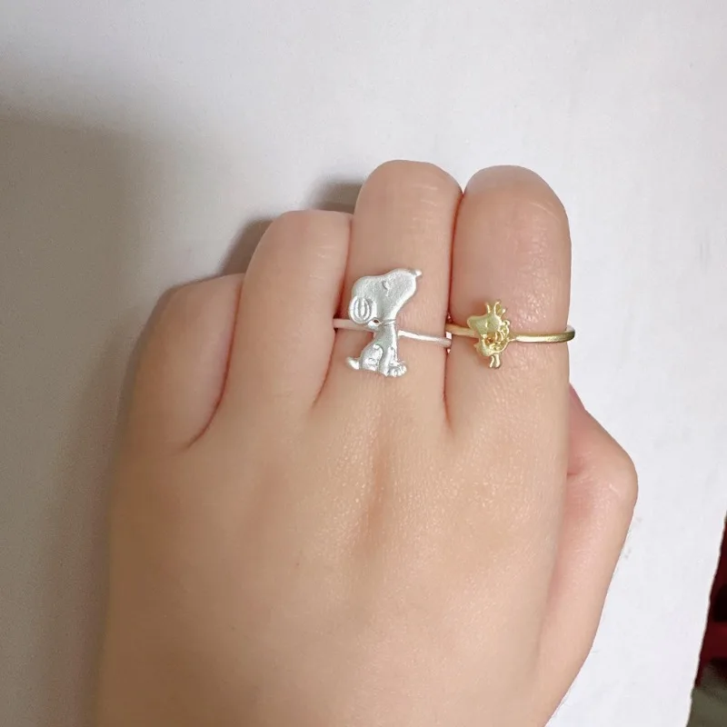 

Snoopy Woodstock Couple Rings Anime Figure Ring Q Figural Anime Merchandise Decoration Kawaii Girl Rings Birthday Christmas Gift