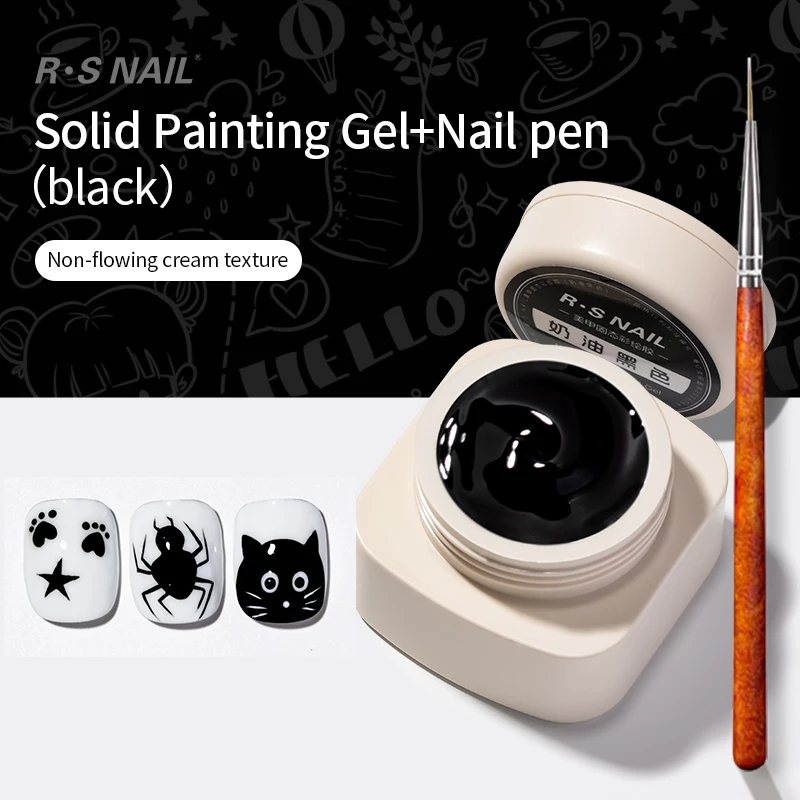 RS NAIL 5g Malgel Nagellack Schwarz Weiß Nagel Malerei Kunst Gel Linie Blume Zeichnung Gel Halbfest UV LED Soak Off Lack