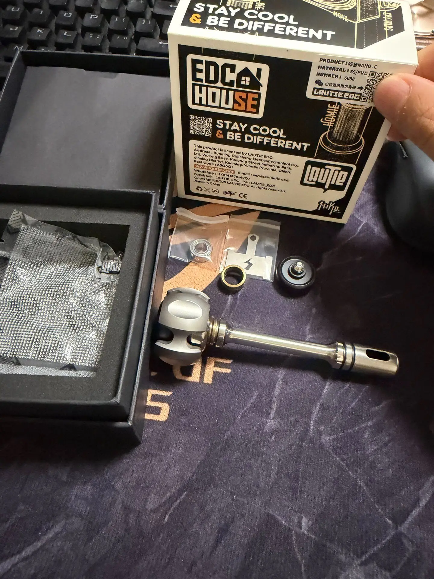 Used EDC LAUTIEEDC Noise C-nano Fingertip Gyro with Original Box and Accessories Sprocket Fidget Spinner