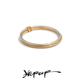 Yhpup 62mm Popular Stainless Steel Double Layer Round Stacking Bracelet Bangle Stainless Steel Zirconia Minimalist Jewelry