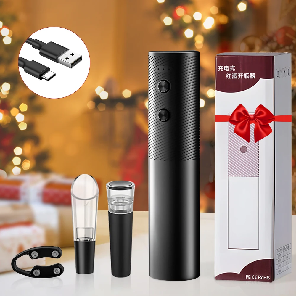 

Rechargeable Electric Wine Bottle Opener One-click Button Automatic Wine Corkscrew USB Charging Wine Opener Kitchen Bar Tools