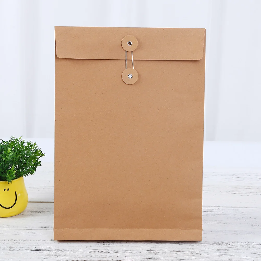 

6 Pcs Square Bottom File Bag Brown Folders Paper Organizer Clothes Packing Business Storage Case Portfolio Document Carrier
