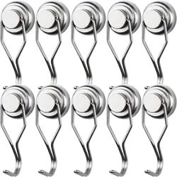 30lb Magnetic Swivel Hooks,10 Heavy Duty with Powerful Neodymium Magnetic Hooks, Used for Hanging, Barbecue Magnet Hooks