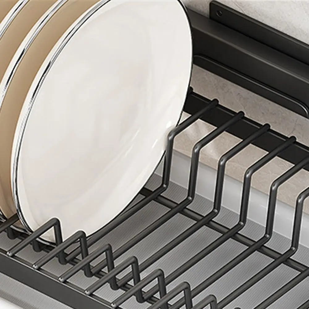 

Настенная сушилка для посуды, нержавеющий 2-слойный держатель для посуды, большая вместительная полка для кухонной мойки из углеродистой стали, бытовая