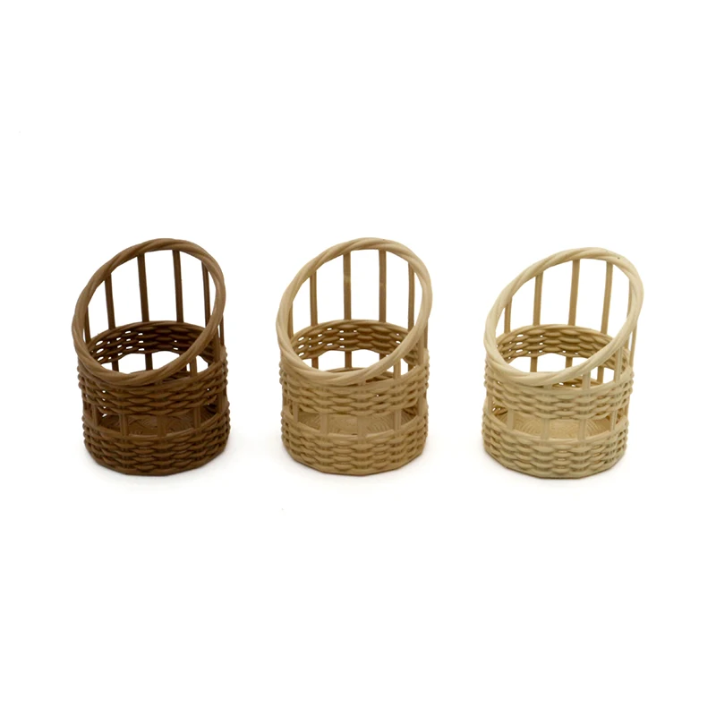 1:12 Dollhouse Miniature Storage Woven Bread Basket Shopping Basket Kitchen Model Decor Toy Doll House Accessories