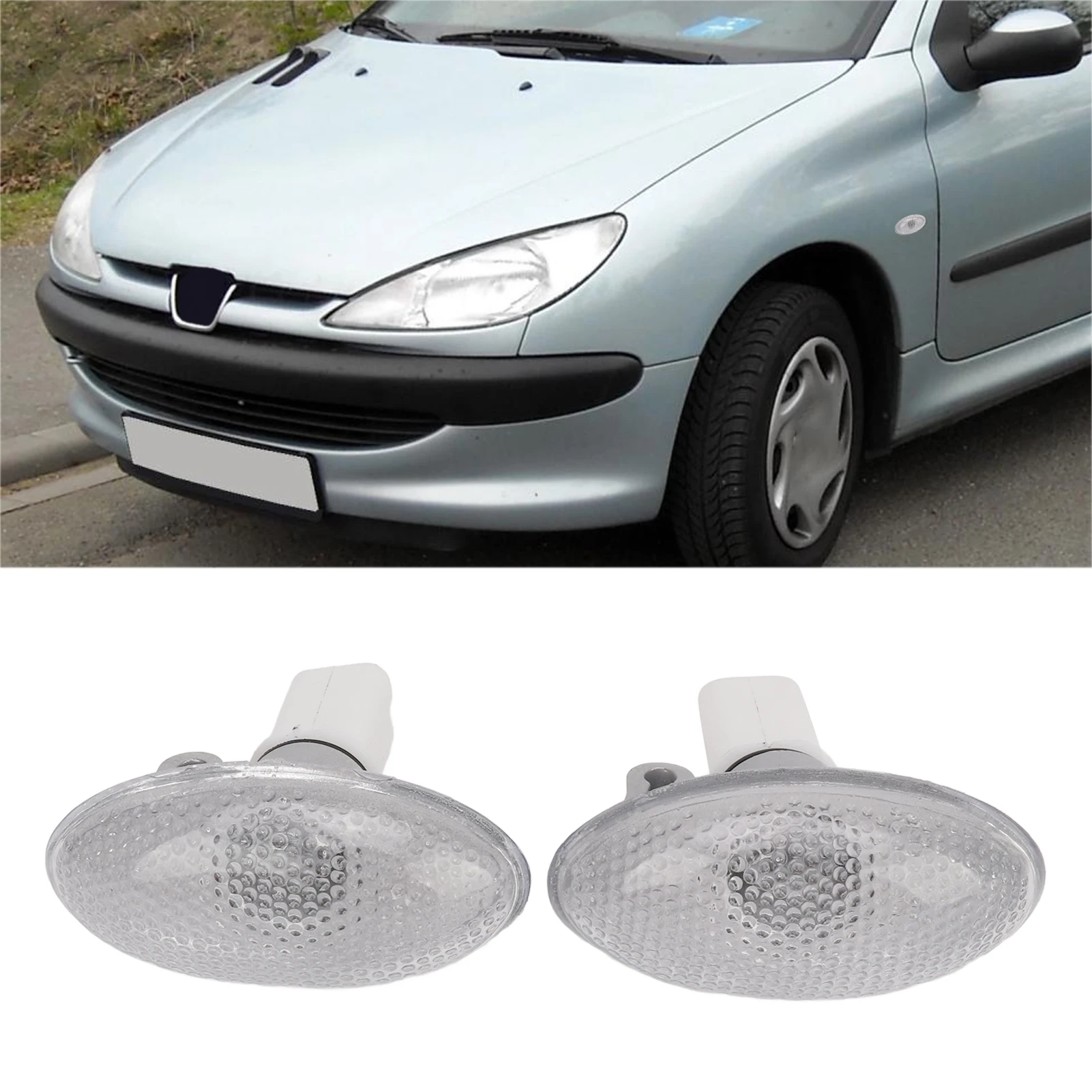 2PCS LED Side Indicator Repeater Light 632574 Side Marker Lamp Without Bulb for Peugeot 206 607 407 1007 for Citroen C1 C2 C3 C5