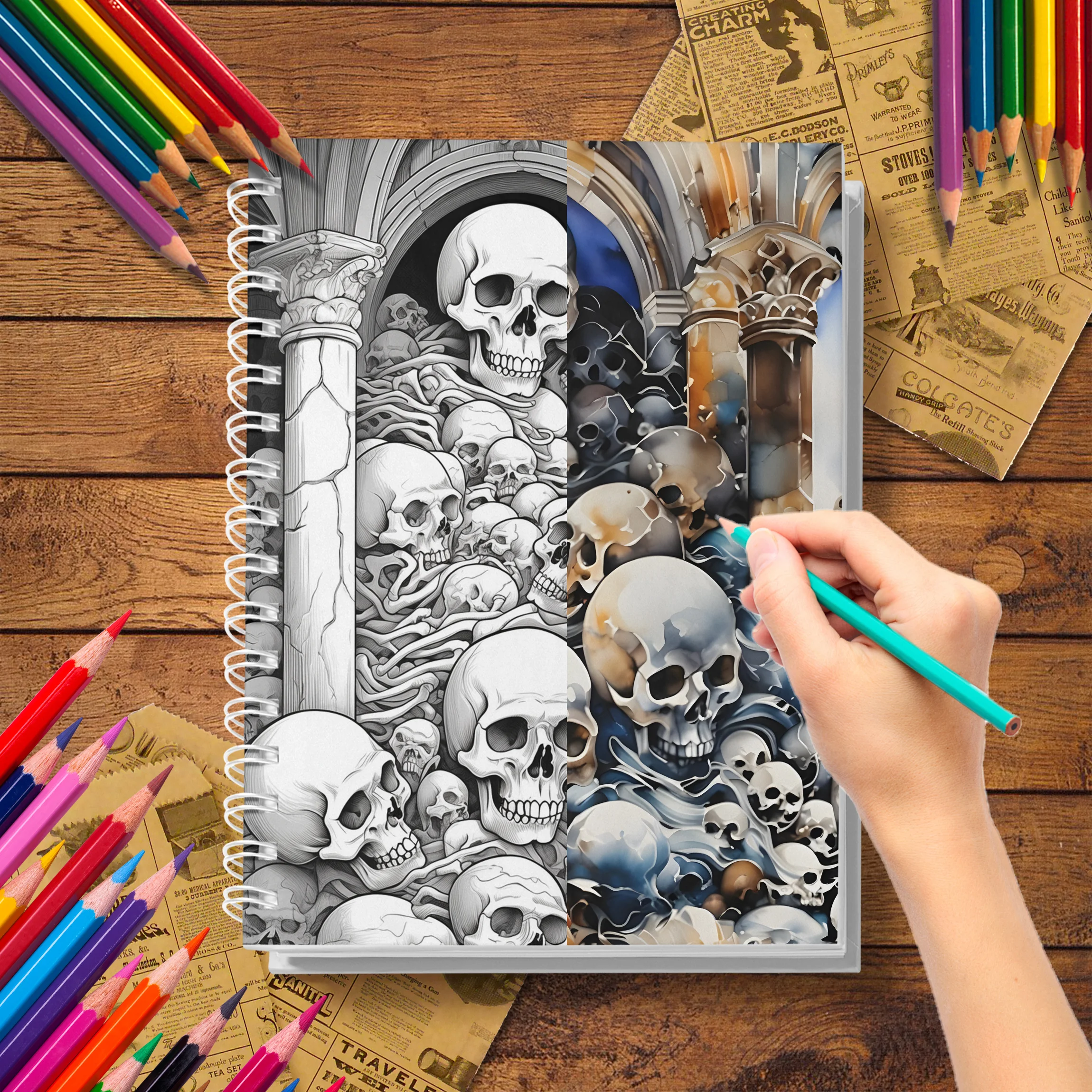 1 Pc Creative Skull Adult Coloring Book, Heavy Paper, Creative Gift Choice