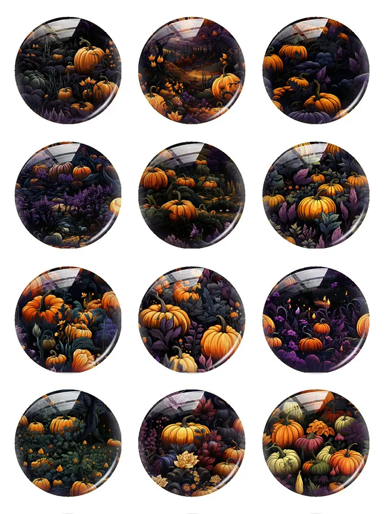 Handmade Thanksgiving Pumpkins Halloween Autumn Fall Photo Glass Cabochon Flatback Demo Flat Back Cameo For Diy Jewelry Making