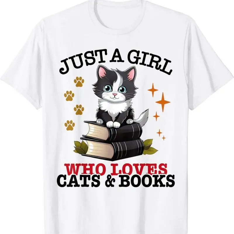 Just A Girl Who Loves Books And Cats T Shirt