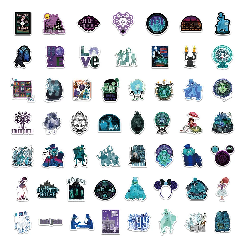 54 szt. Naklejki do scrapbookingu z motywem kreskówkowego nawiedzonego domu, do samodzielnego ozdabiania pamiętnika, laptopa, bagażu, deskorolki, graffiti, zabawne, stylowe, klasyczne zabawki
