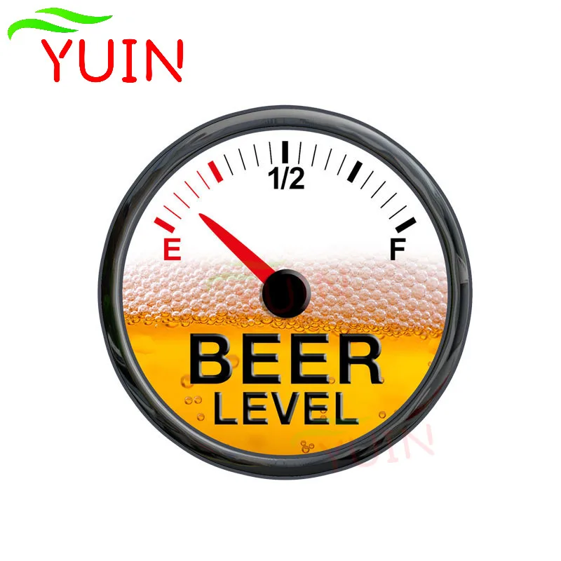 Car Sticker Funny Beer Level Meter Gauge Decal Fashion Customized Cars Accessories PVC Decorative Waterproof Stickers 14*14cm