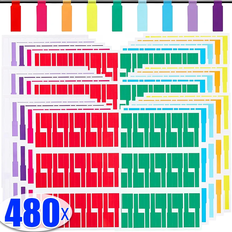 480/240PCS Colorful Self-adhesive Cable Labels Waterproof Identification Writable Tags Stickers Marker Tool Fiber Wire Organizer