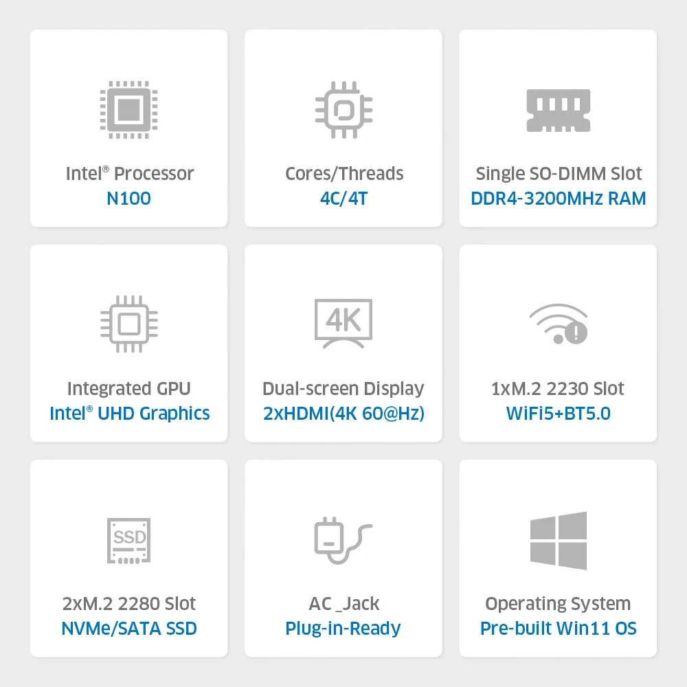 Maxtang-Mini PC Nas N100, 2LAN, Intel 12e génération, DDR4, 16 Go, 500 Go, PCIe3.0, SSD M.2, Windows 11, WIFI5, ordinateur de bureau, ordinateur de jeu
