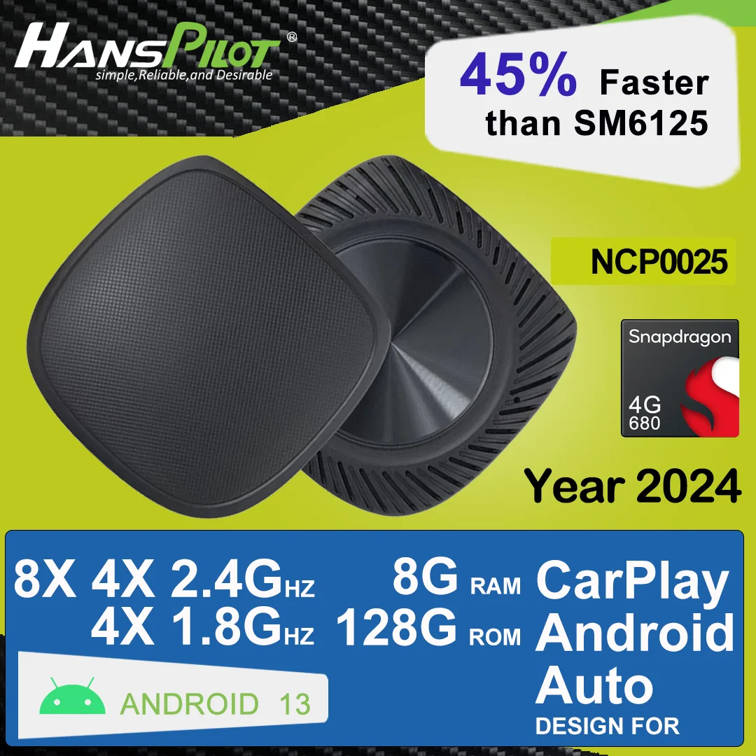 

NCP0025 HansPilot CarPlay Ai TV Box Android 13 Wireless CarPlay Android Auto 4G LTE Streaming Box