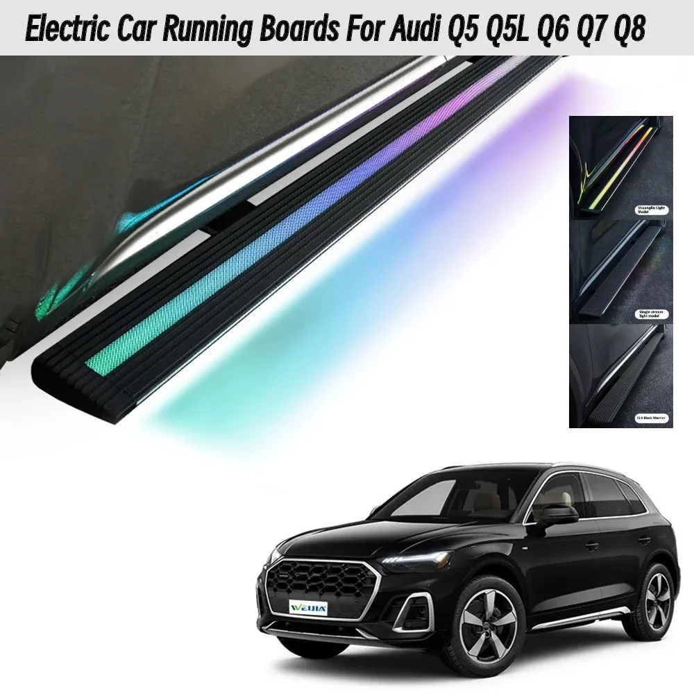 

Auto Retractable Running Boards for Audi Q5 Q5L Q6 Q7 Q8, Electric Side Steps with LED Lights, Aluminum Alloy SUV Running Boards