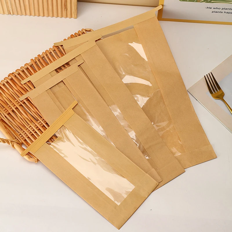 10 عبوات من أكياس المخابز ذات الإغلاق بسلك حديدي - أكياس ورق كرافت مقاومة للدهون للخبز والبسكويت وشرائح الكيك