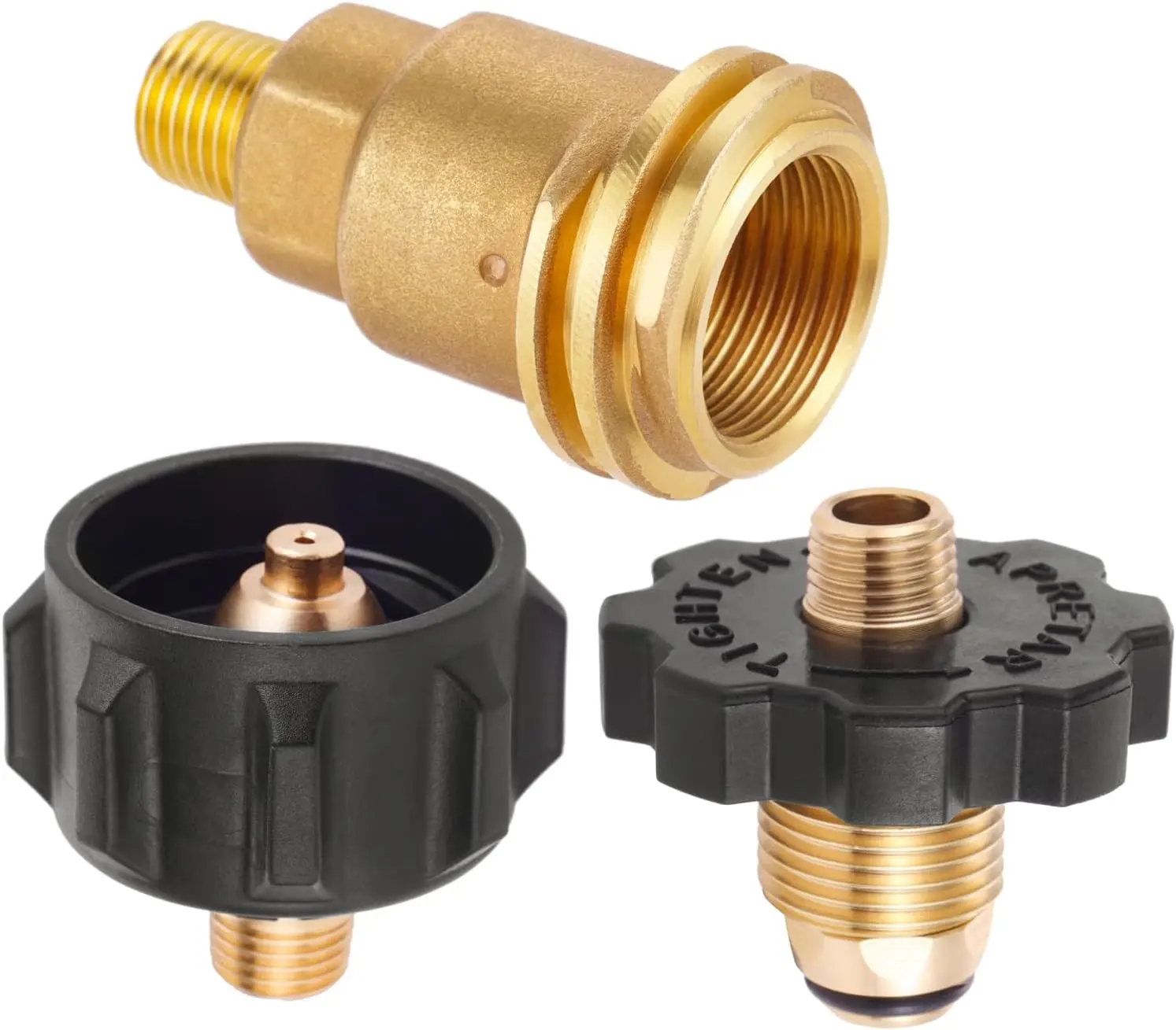 

3 шт. фитинговые адаптеры из латуни с пропаном — QCC1 «папа»/POL «мама» на 1/4 "NPT «папа» + POL «папа» на 1/4 "NPT «папа» + QCC1 «папа» на 1/4 "NPT