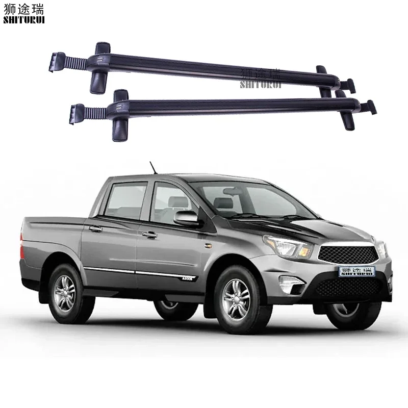 FOR SsangYong Actyon Sport 4 Door Ute2005 2006 2008 2009 2010 2011 2012 (Clamp Mount)The roof bar, lock anti-theft load ability