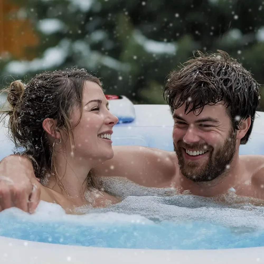 2-Person Inflatable Jetted Hot Tub 211 Gallon Bubble Jets Rapid Heating Padded Walls Portable Backyard Insulated Cover, Custom