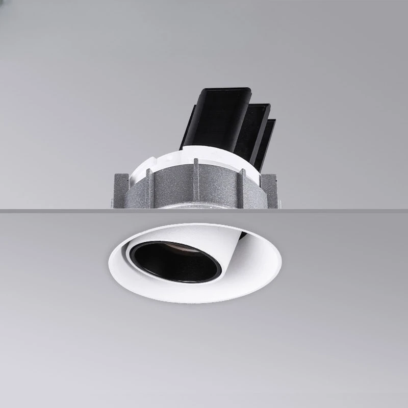 No-Trim Adjustable Focus COB Downlight with Built-in Spotlight, Embedded Center LED Precision Spotlight