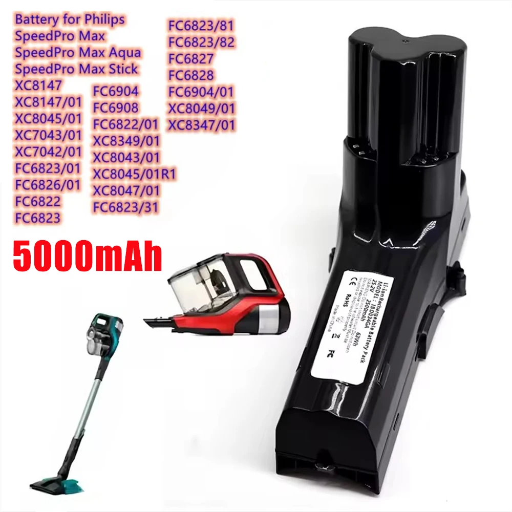 25.2V Replacement Battery For Philips SpeedPro Max Cordless Vacuum 7000 8000 Series Aqua Plus XC7057/01 XC8049/01 XC8057/011