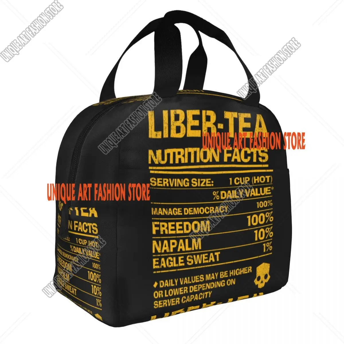 Custom Tea Nutrition Facts Helldiverss Insulated Lunch Tote Bag Women Resuable Cooler Thermal Bento Box Outdoor Camping Travel