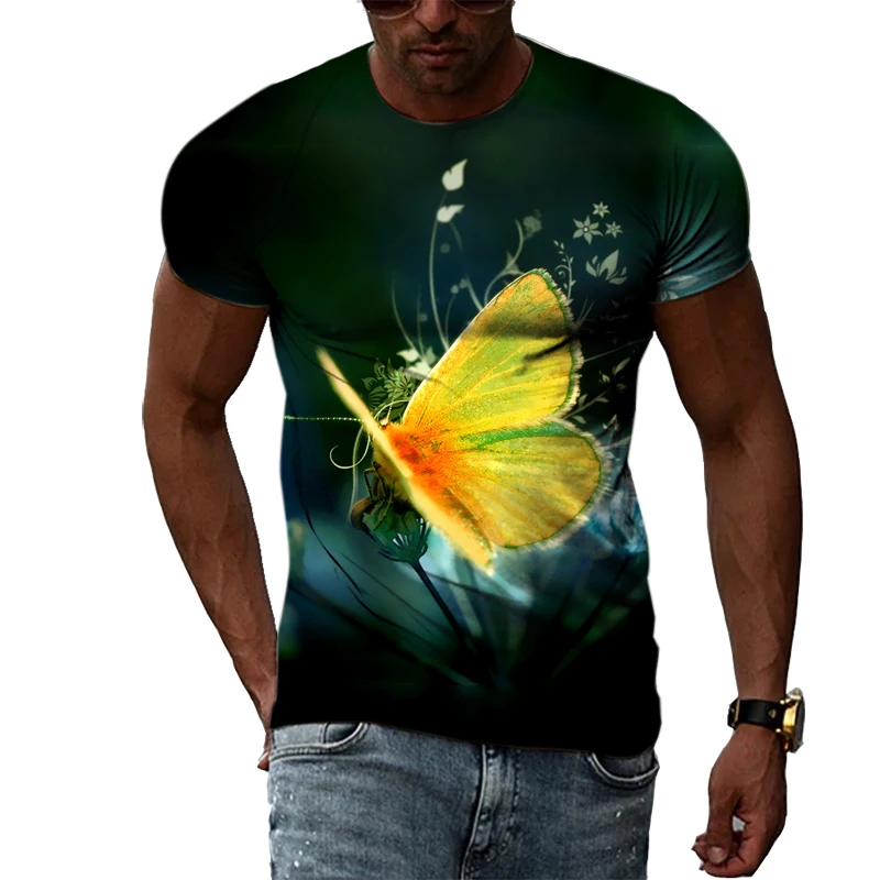 Summer New 3D Print Butterfly Graphic T Shirts For Unisex Fashion Casual Street Style Short Sleeve Trendyol Men Harajuku T-shirt