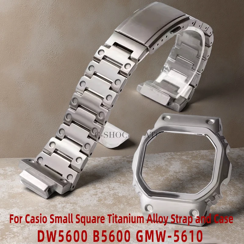

Upgraded Titanium Alloy Bezel Case + Strap Kit for Casio G-SHOCK DW5600/GW-B5600/GW-M5610/ G-5600/GLX-5600–Repair Tool Included