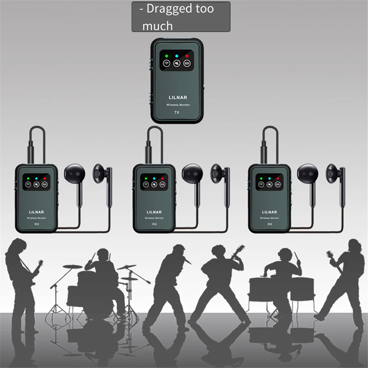 A49T Wireless in Ear Monitor System 2.4 G Earphone Rechargeable Transmitter Receiver Support Stereo Mono Singer Studio