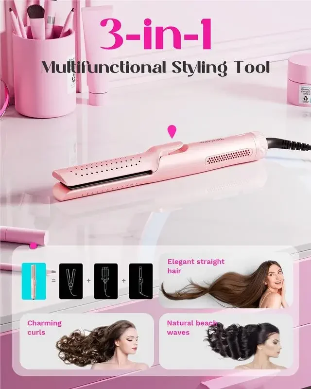 Wavytalk Airflow Styler 360 °   أداة تجعيد الشعر ومكواة فرد الشعر 2 في 1