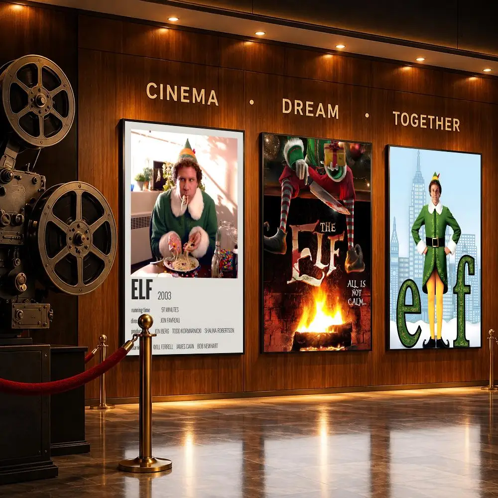 Christmas movies E-Elf Poster HD Home Sticky Wall Waterproof Home Living Room Bar Aesthetic Decor