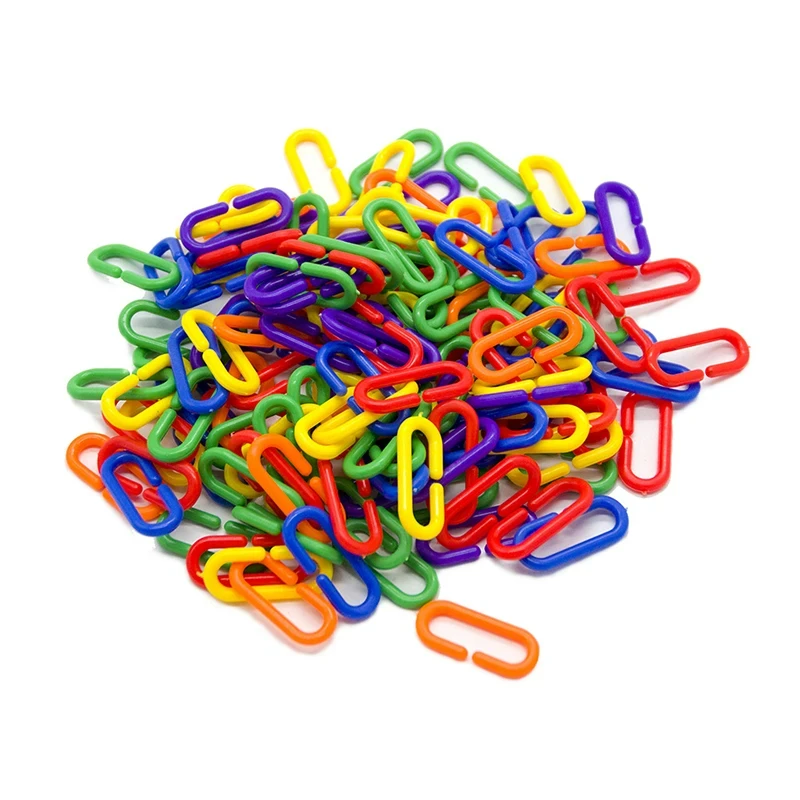 100Pcs Parrot C-clip Toy Plastic C-link Hook Chain Toys for African Grey Conure Cockatiel Colorful Parrot Hook Link Bird Toys