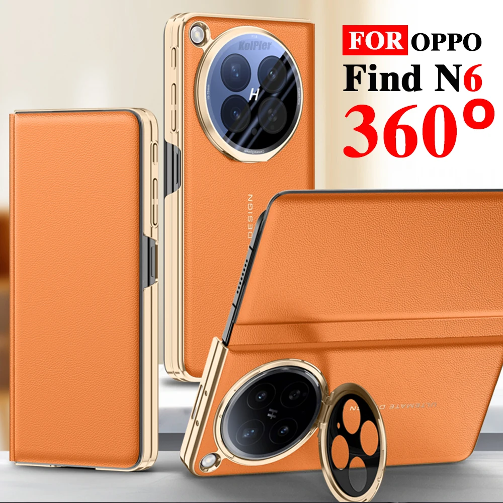 

Leather Flip Cover For OPPO Find N6 Magnet Smart Touch View Wake Sleep Up Protection Lens Stand Original Case for FindN6