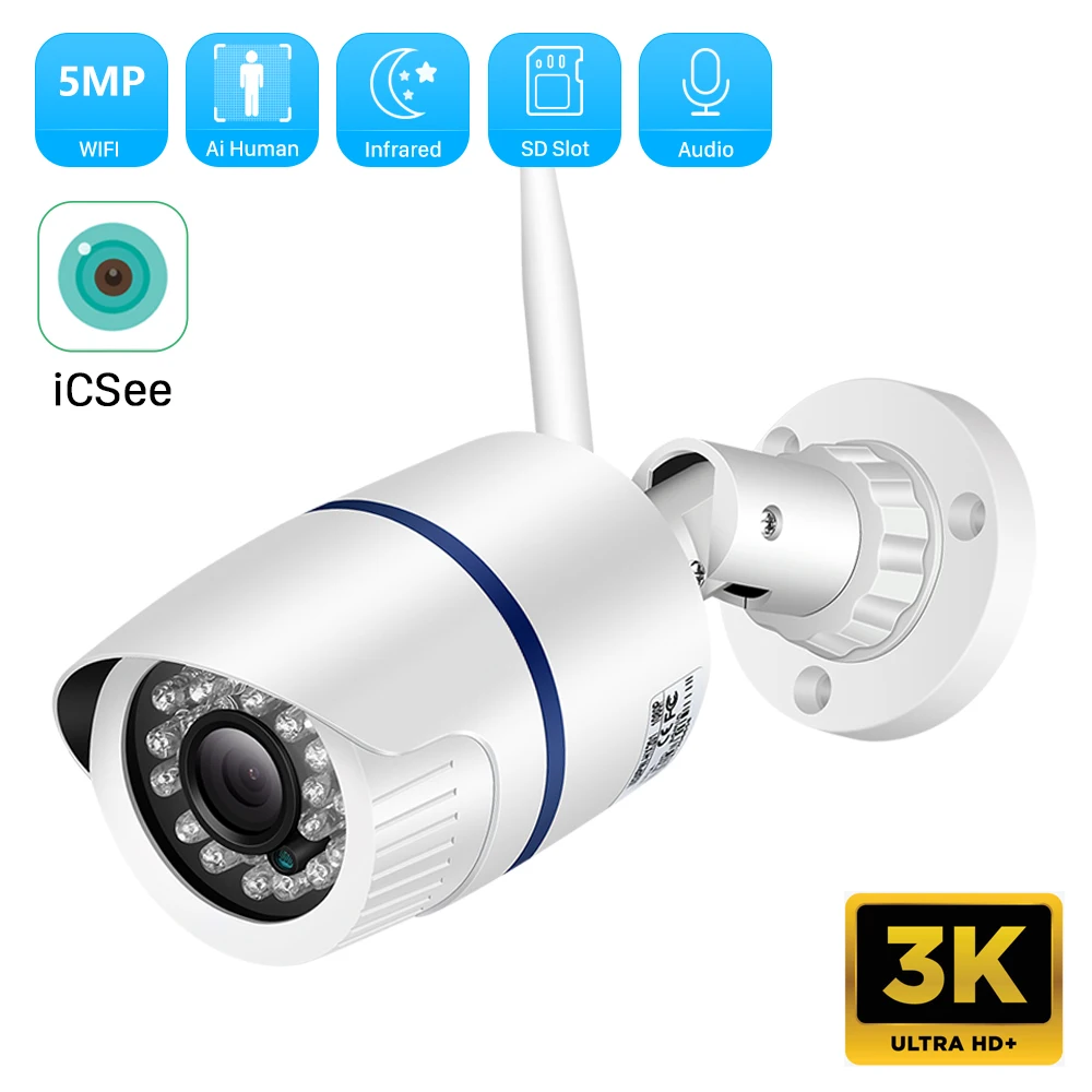 anbiux camera ip de vigilancia externa a prova de intemperies deteccao humana ai cctv alexa google wifi 5mp 3mp 01