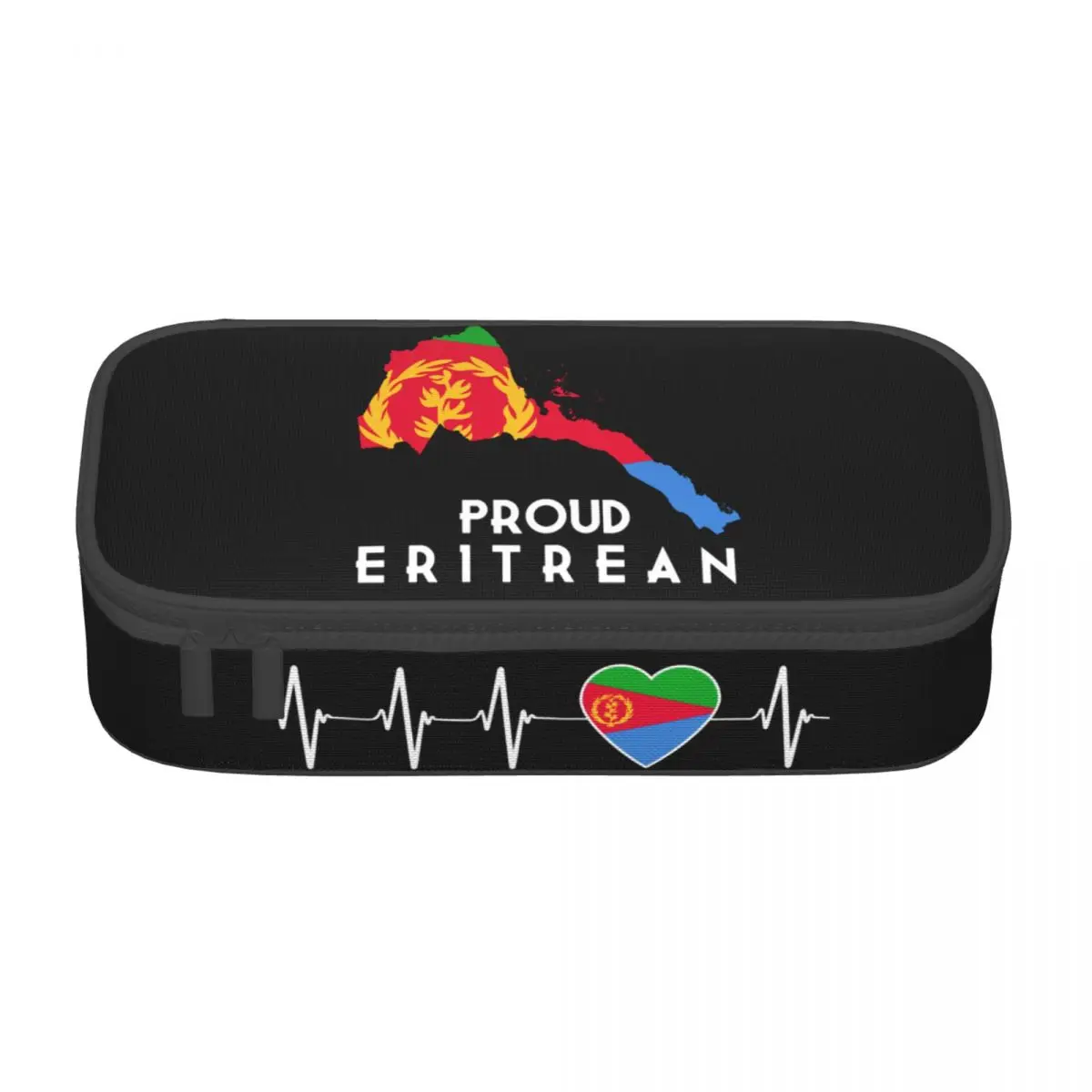 Custom Eritrean Heartbeat I Love Eritrea Pencil Case for Boy Girl Large Capacity Ethiopian Pen Bag Box Stationery