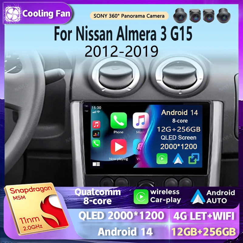 

Android 14 для Nissan Almera 3 G15 2012-2019 LHD 2K QLED стерео автомобильное радио мультимедийный видеоплеер GPS AI голосовое CarPlay головное устройство