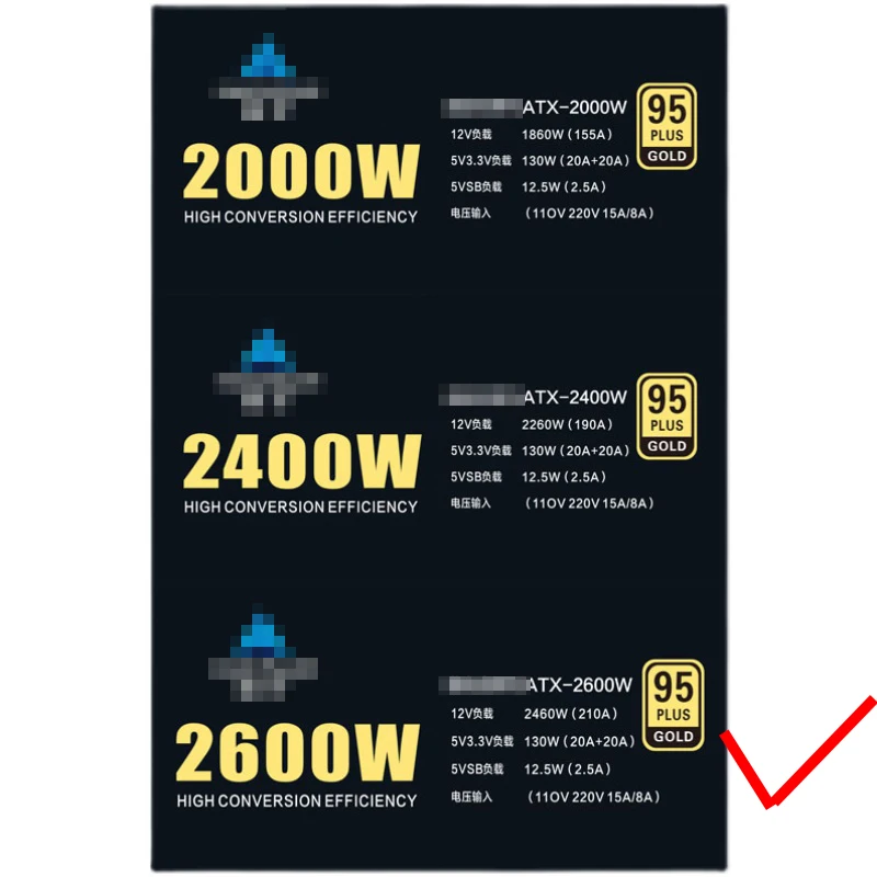 ATX-2600W for Dedicated Power Supply, Support Multiple Graphics Rendering 95 PLUS Gold Certification