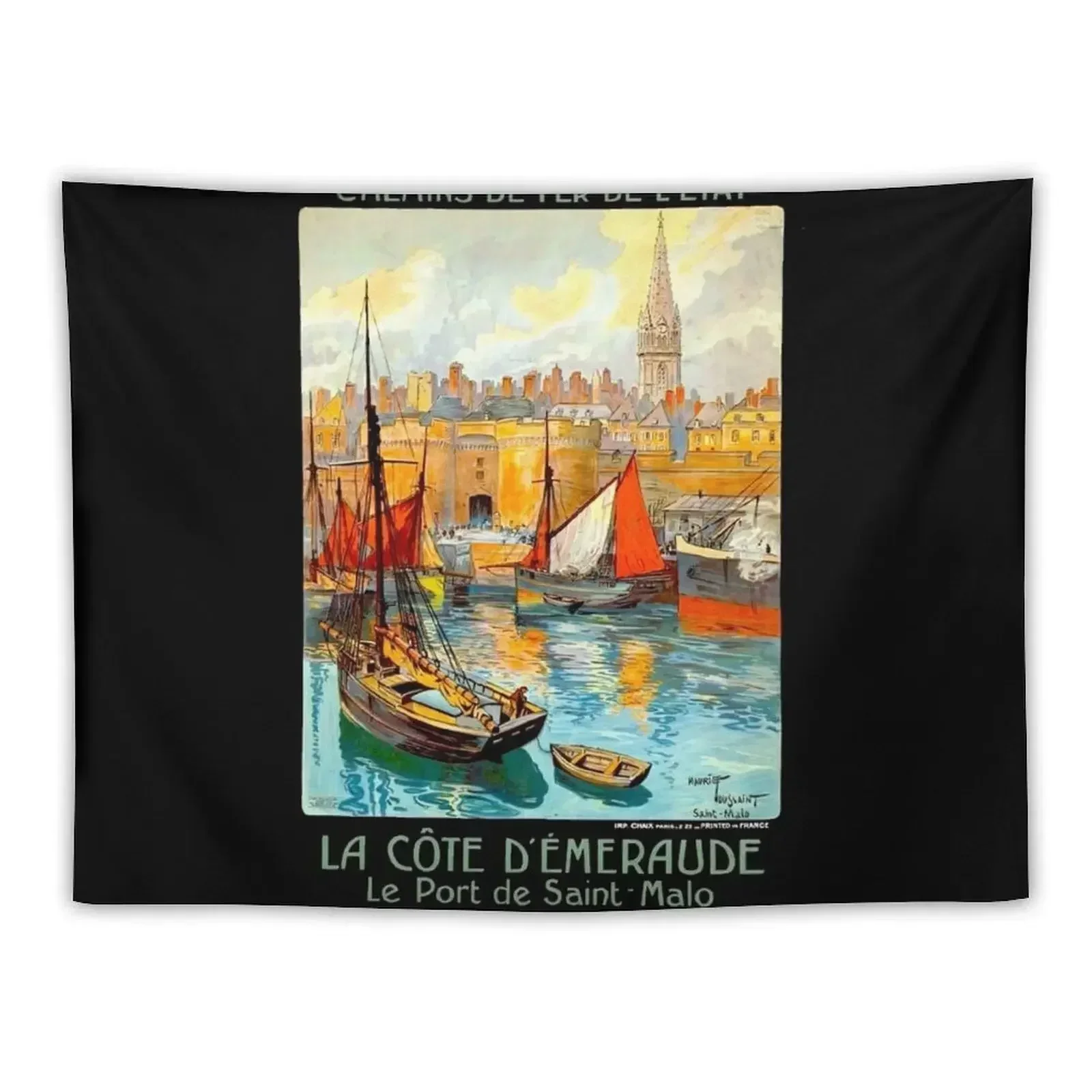 

SAINT MALO : Vintage La Cote D Emeraude Travel Advertising Print Tapestry Home Decoration Accessories Room Ornaments Tapestry