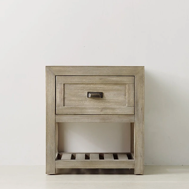 

Retro solid wood bedside table, Italian modern simple light luxury bedside table