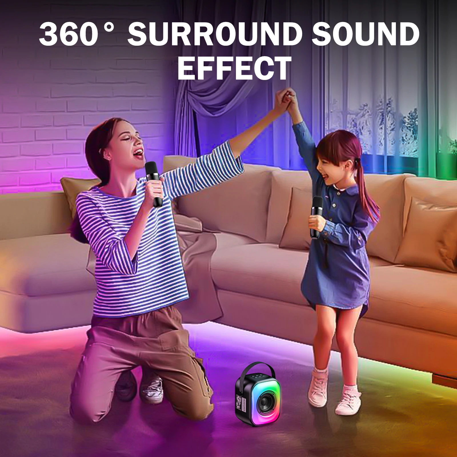 ONIKUMA L7 Wireless Dual Microphone Karaoke Machine RGB luci a LED colorate KTV Stereo Surround Karaoke Set per la festa in casa