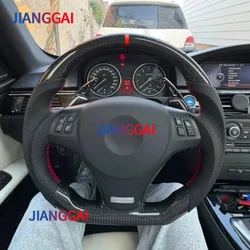 Real Carbon Fiber Steering Wheel For BMW E90 E92 E93 E82 E87 320i 325i 2005-2012 Full Leather Steering Wheel Car Accessories