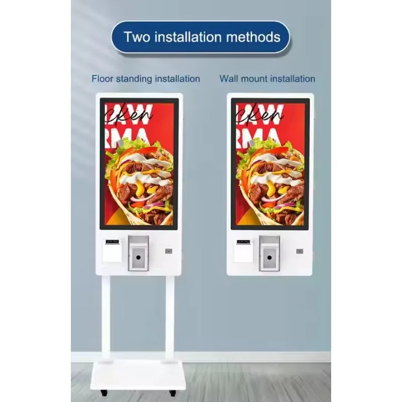 21.5 27 32 Inch Interactive Touch Screen Fast Food Self Service Order Payment Terminal Kiosk Wall Mount Machine for Restaurant
