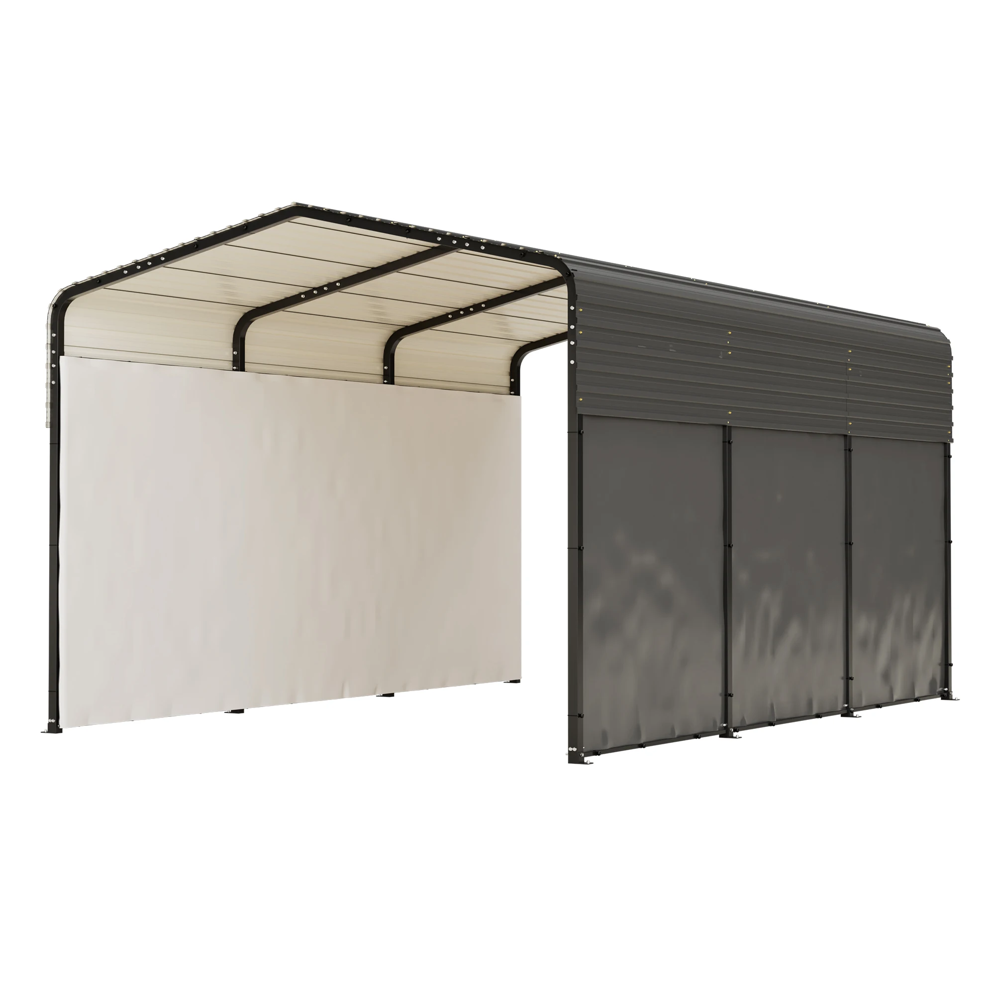 

10x15FT Heavy-Duty Metal Carport, Galvanized Steel Roof Waterproof Car Shelter