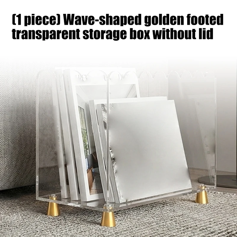 Space-saving Acrylic Display Tray With Scalloped Design And Gold Support Base For Collectibles Storage