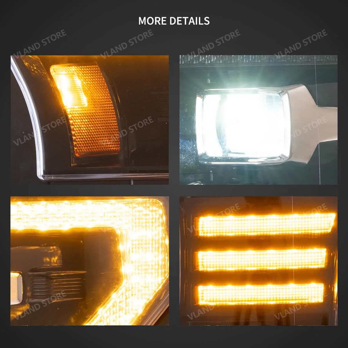 Vland 2015‑2017 F150 13th Gen Aftermarket Dual Beam Projector Headlights Set DOT Approved Custom Upgrade Front Lamp Set