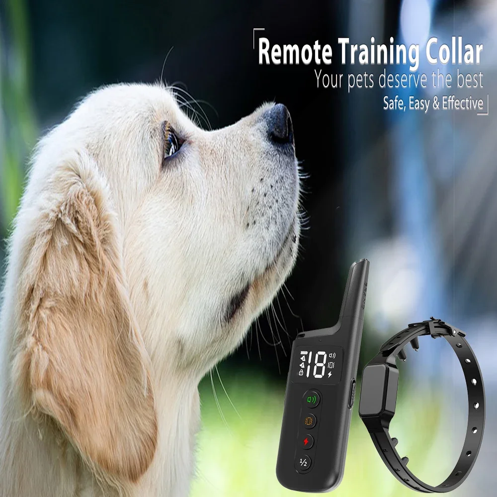 

Column Powerful Electric Shock Collar 300M Remote Control Electric Waterproof Dog Training Collar Anti Bark Collars for 1/2 Dogs