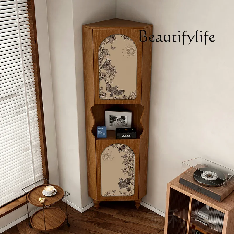 X36 French Solid Wood Triangular Cabinet, Corner Corner Cabinet Next To The Sofa In The Living Room, Locker Customization