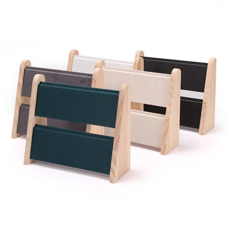 2 Layers Wood Slope Shape Jewelry Display Necklace Pendant Bracelet Organizer Stand Holder Rack Showcase Tray